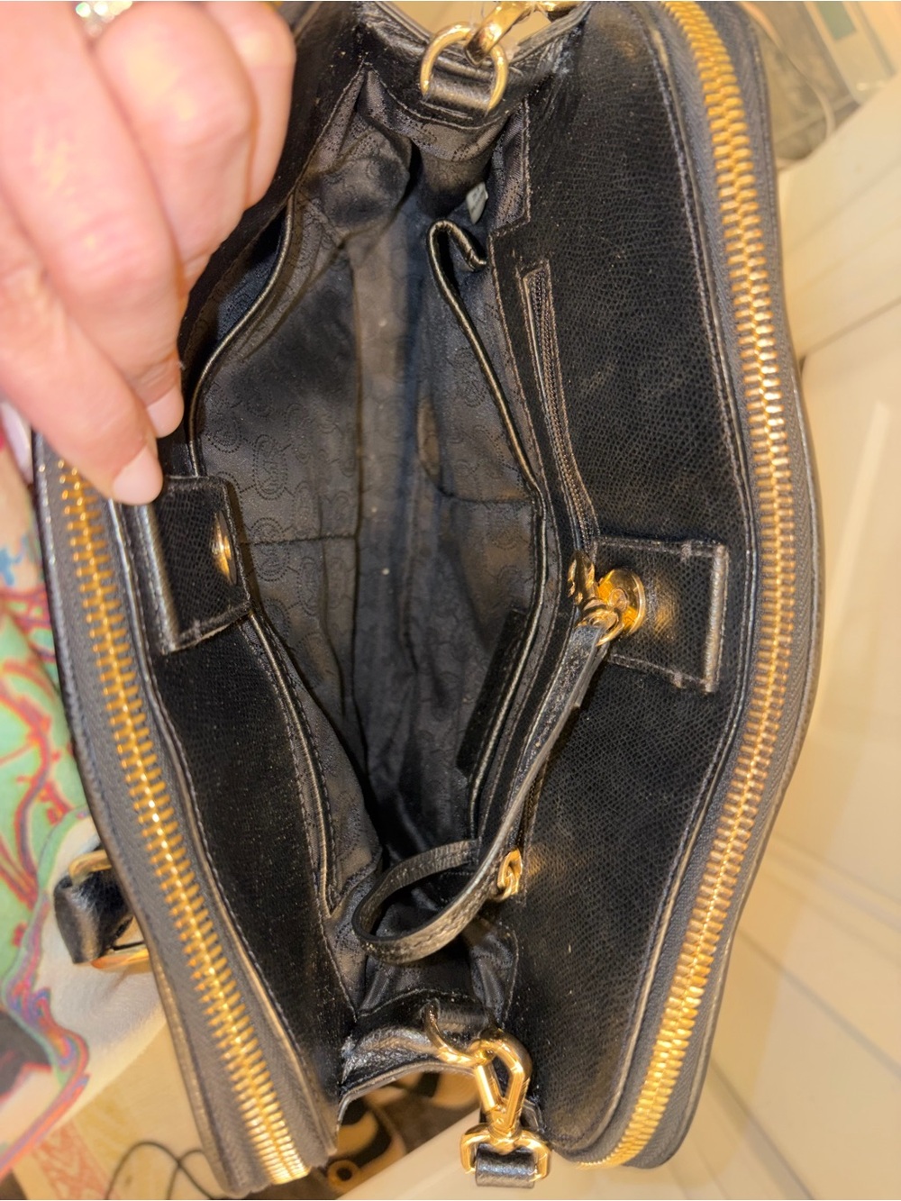 Michael Kors Black Leather Satchel with Gold Hardware - Picture 12 of 14